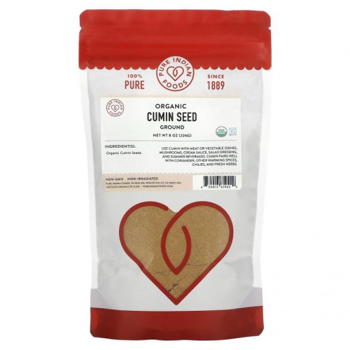 Pure Indian Foods, Organic Cumin Seed, Ground, 8 oz (226 g)