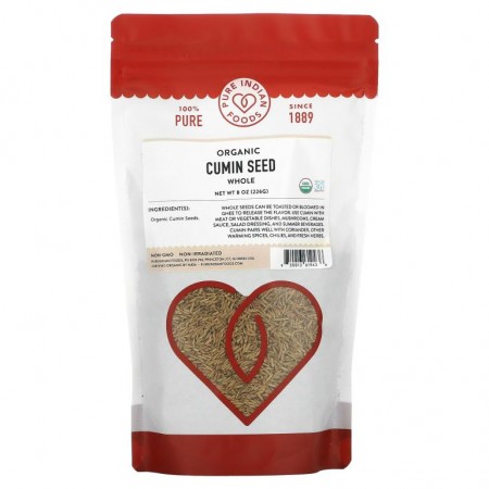 Pure Indian Foods, Organic Cumin Seed, Whole, 8 oz (226 g)