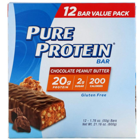 Pure Protein, 초콜릿 피넛버터 바, 바 12개, 각 50g(1.76oz)