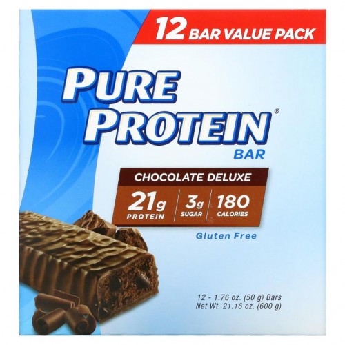 Pure Protein, 초콜릿 디럭스 바, 바 12개입, 각 50g(1.76oz)