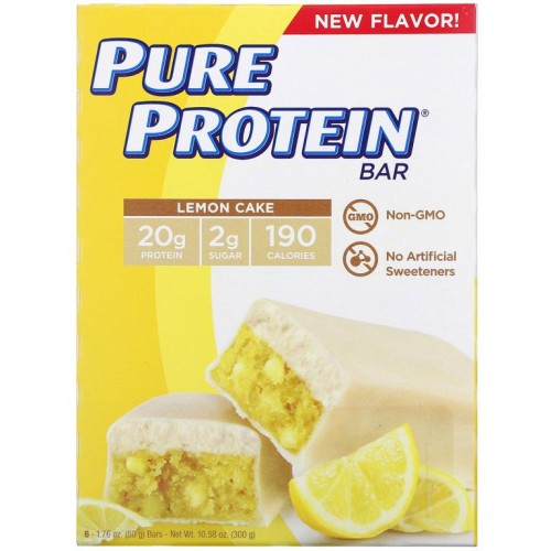Pure Protein, 레몬 케이크 바, 바 6개, 1개당 50g(1.76oz)