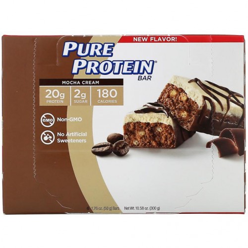 Pure Protein, 모카 크림 바, 바 6개, 각각 50g(1.76oz)