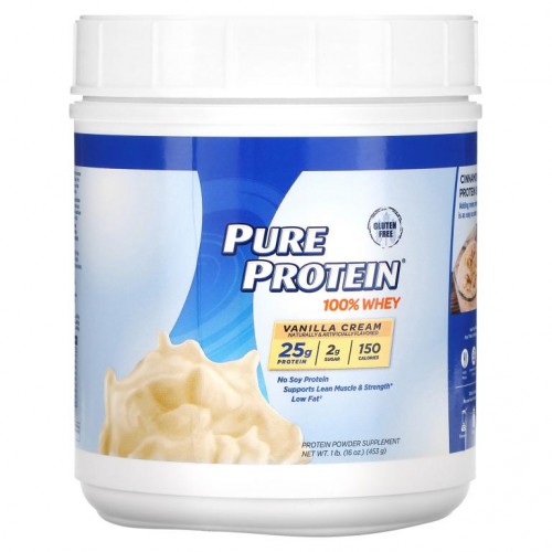 Pure Protein, 100% 유청 단백질, 바닐라 크림, 453g(1lb)