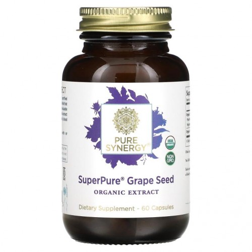Pure Synergy, SuperPure 포도씨, 유기농 추출물, 캡슐 60정