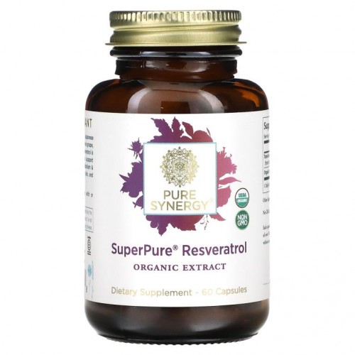 Pure Synergy, SuperPure 레스베라트롤, 유기농 추출물, 캡슐 60정