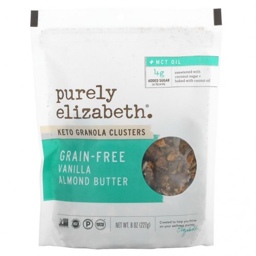 Purely Elizabeth, 케토 그래놀라 클러스터, 곡물 무함유, 바닐라 아몬드 버터, 227g(8oz)