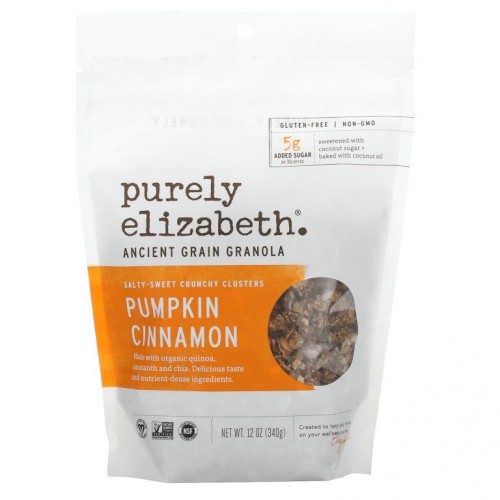 Purely Elizabeth, Ancient Grain Granola, Salty-Sweet Crunchy Clusters, Pumpkin Cinnamon, 12 oz (340 g)