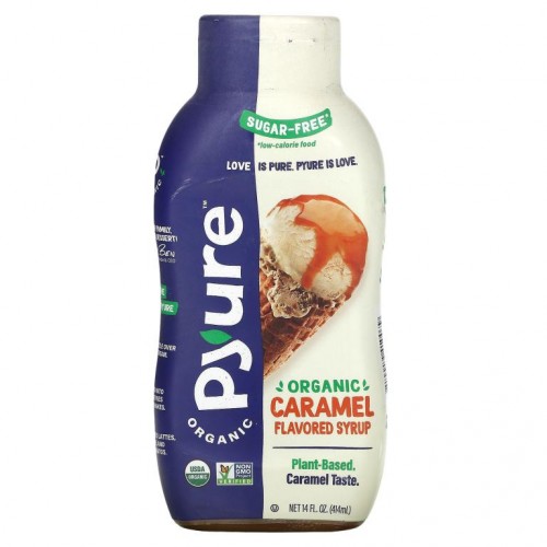 Pyure, 유기농 캐러멜 맛 시럽, 케토, 무설탕, 414ml(14fl oz)