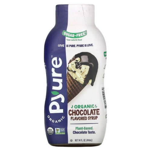 Pyure, 유기농 초콜릿 맛 시럽, 케토, 무설탕, 414ml(14fl oz)