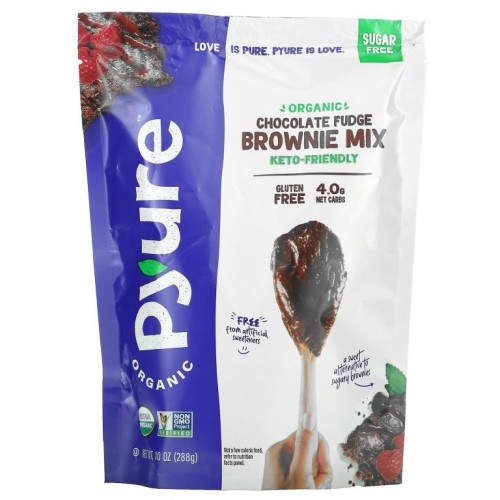 Pyure, 유기농 초콜릿 퍼지 브라우니 믹스, 글루텐 무함유, 케토, 무설탕, 288g(10oz)