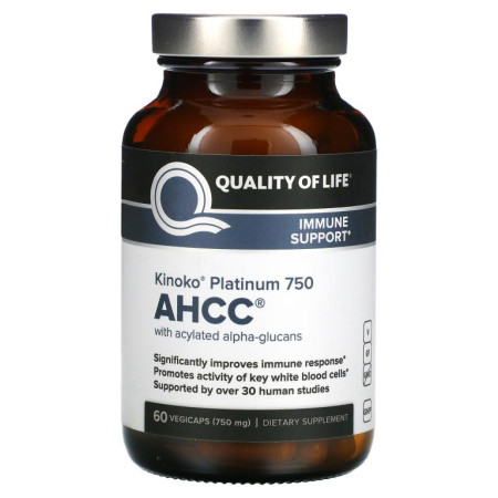 Quality of Life Labs, 키노코 플래티넘 AHCC, 면역 지원, 750 mg, 베지 캡슐 60정