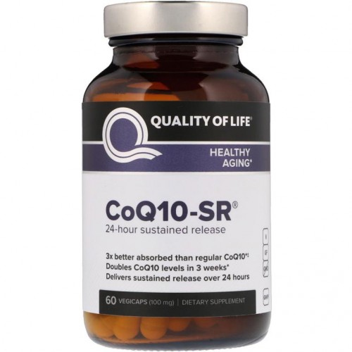 Quality of Life Labs, CoQ10-SR, 100 mg, 60 식물성 캡슐