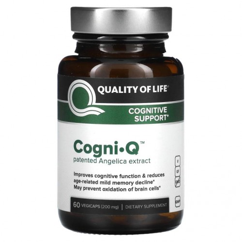 Quality of Life Labs, Cogni·Q, 인지기능 보조, 200mg, 식물성 캡슐 60정