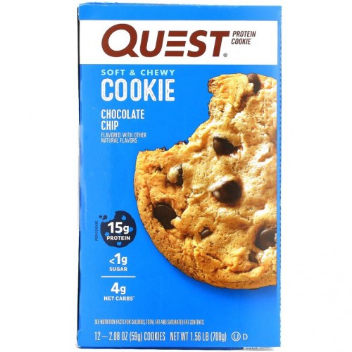 Quest Nutrition, 프로틴 쿠키, 초콜릿 칩, 12봉지, 각 59g(2.08oz)