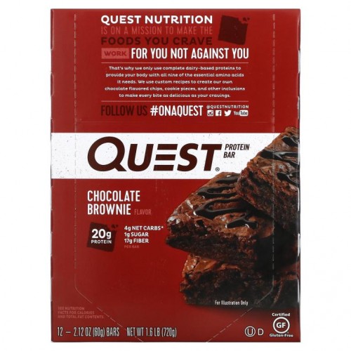 Quest Nutrition, 프로틴바, 초콜릿 브라우니, 바 12개, 개당 60g(2.12oz)