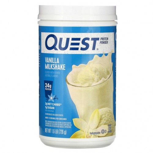 Quest Nutrition, 프로틴 파우더, 바닐라 밀크셰이크, 726g(1.6lb)