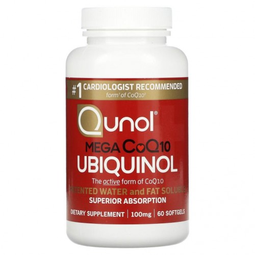 Qunol, 유비퀴놀, 메가 CoQ10, 100mg, 소프트젤 60정