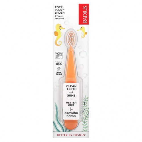 RADIUS, Totz Plus 칫솔, 만 3세 이상, 엑스트라 소프트, 피치, 1 개입