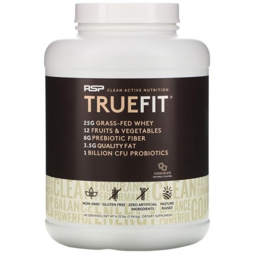RSP Nutrition, Truefit, 목초사육 유청 단백질 셰이크, 초콜릿, 4.23 lbs(1.92 kg)