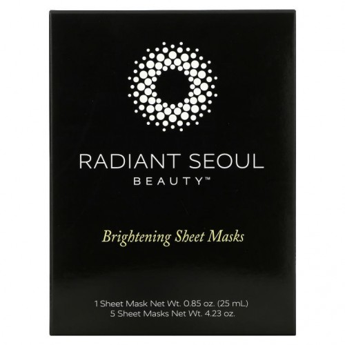 Radiant Seoul, 브라이트닝 뷰티 시트 마스크, 시트 마스크 5장, 각 25ml(0.85oz)