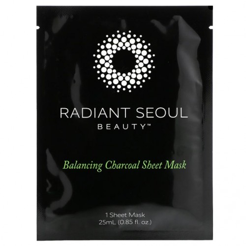 Radiant Seoul, 밸런싱 숯 뷰티 시트 마스크, 시트 마스크 1장, 각 25ml(0.85oz)