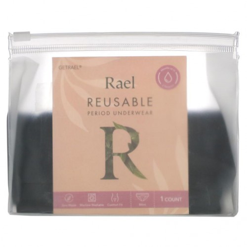 Rael, 재사용 가능 생리용 팬티, 비키니, 엑스트라 라지, 블랙, 1개