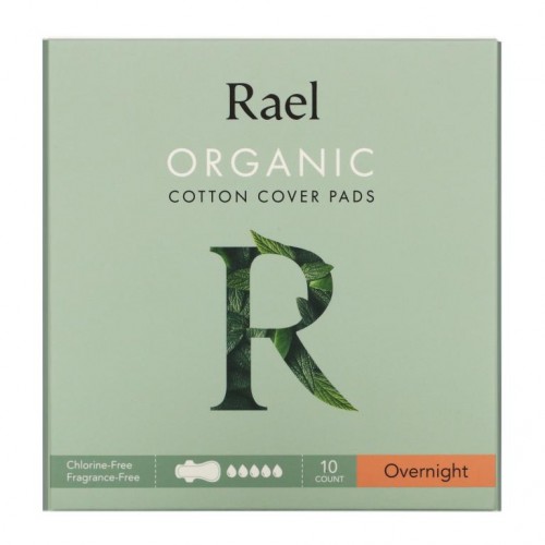 Rael, 유기농 면 커버 패드, 오버나이트, 10개입