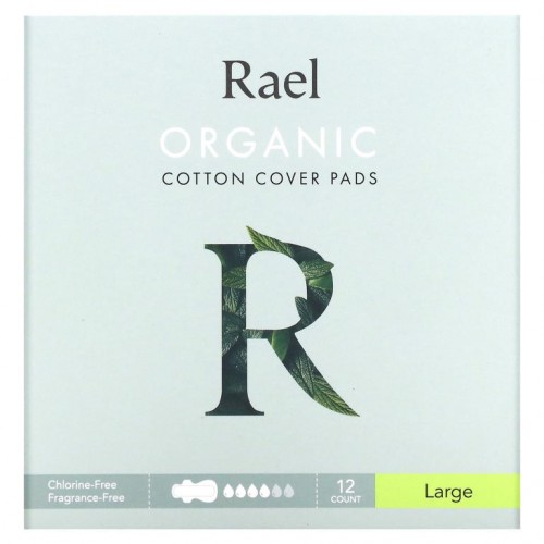 Rael, 유기농 면 커버 패드, 대형, 12개입