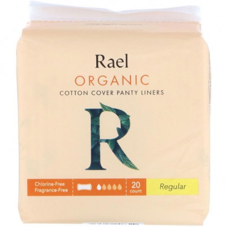 Rael, 유기농 순면 커버 팬티 라이너, 레귤러, 20개입