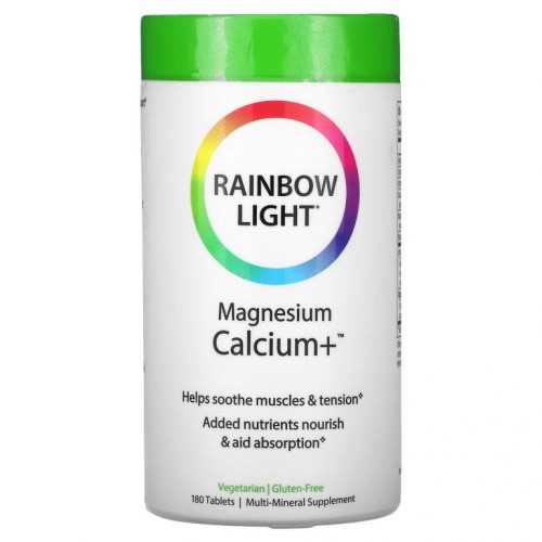 Rainbow Light, 마그네슘 칼슘+, 180정