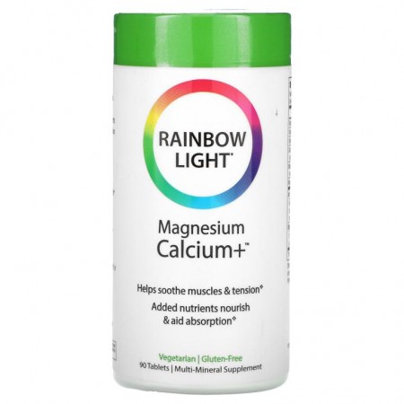 Rainbow Light, 마그네슘 칼슘+, 90정