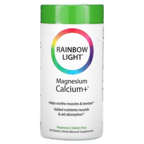 Rainbow Light, 마그네슘 칼슘+, 90정