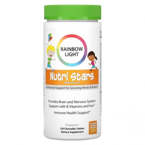 Rainbow Light, Nutri Stars, 멀티비타민, 파인애플 오렌지 향, 츄어블정 120정