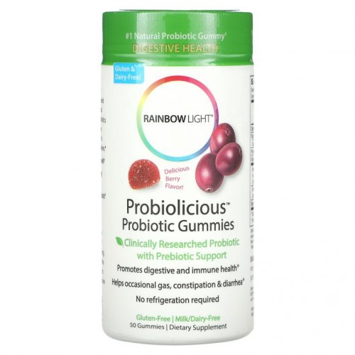 Rainbow Light, Probiolicious 프로바이오틱 구미젤리, 맛있는 베리 맛, 구미젤리 50개