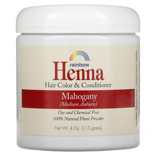 Rainbow Research, Henna, 헤어 컬러 & 컨디셔너, 마호가니(중간 적갈색), 113g(4oz)