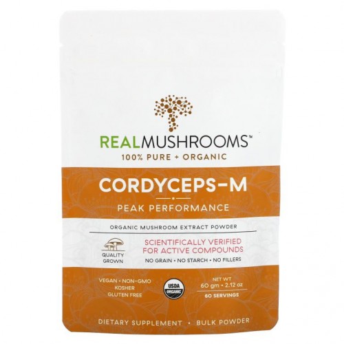 Real Mushrooms, 동충하초-M, 유기농 버섯 추출물 분말, 60g(2.12oz)