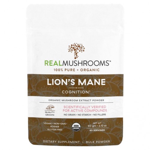 Real Mushrooms, 노루궁뎅이버섯, 인지 기능, 대량 분말, 60g(2.12oz)