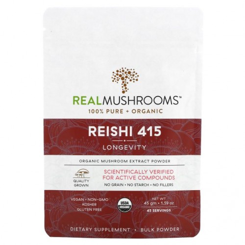 Real Mushrooms, 영지버섯 415, 유기농 버섯 추출물 분말, 45g(1.59oz)
