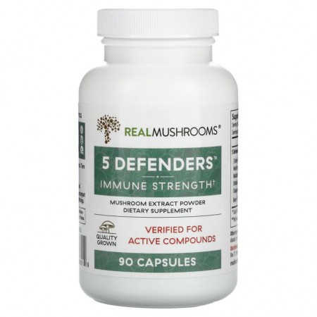 Real Mushrooms, 5 Defenders, Immune Strength, 90 Capsules