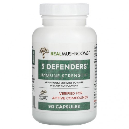 Real Mushrooms, 5 Defenders, Immune Strength, 90 Capsules