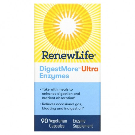 Renew Life, DigestMore 울트라 효소, 식물성 캡슐 90정