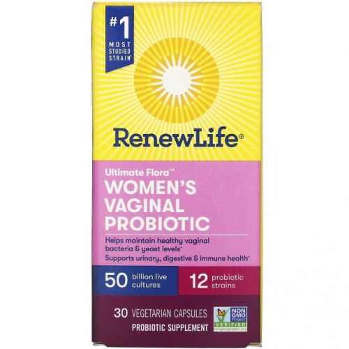 Renew Life, Ultimate Flora, 여성용 질 프로바이오틱, 500억, 베지 캡슐 30정
