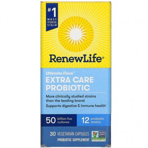Renew Life, Ultimate Flora, 엑스트라 케어 프로바이오틱, 500억 생배양균, 베지 캡슐 30정