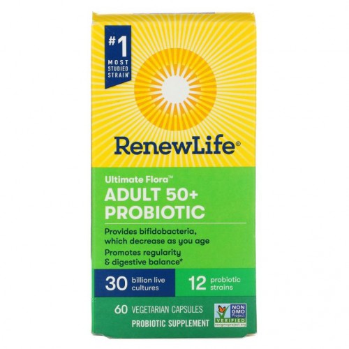 Renew Life, Ultimate Flora, 50세 이상 성인용 프로바이오틱, 300억 생균, 베지 캡슐 60정