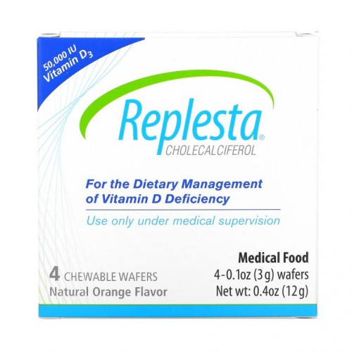 Replesta, 비타민D-3, 콜레칼시페롤, 천연 오렌지, 50,000IU, 츄어블 웨이퍼 4개