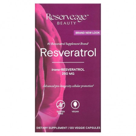ReserveAge Nutrition, 레스베라트롤, 트랜스-레스베라트롤, 250mg, 베지 캡슐 120정