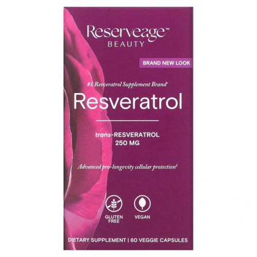 ReserveAge Nutrition, 레스베라트롤, 250mg, 식물성 캡슐 60정