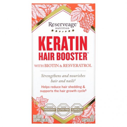 ReserveAge Nutrition, Keratin Hair Booster, 비오틴 및 레스베라트롤 함유, 캡슐 60정