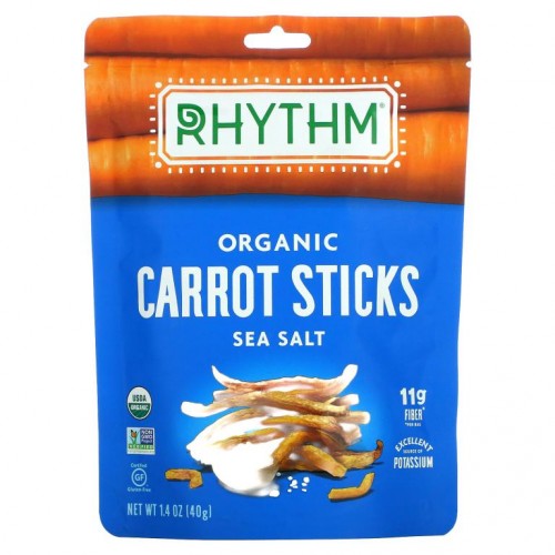 Rhythm Superfoods, 유기농 당근 스틱, 천일염, 40g(1.4oz)