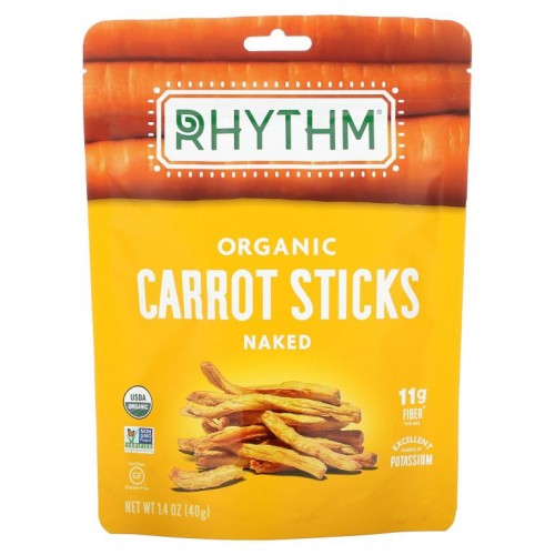 Rhythm Superfoods, 유기농 당근 스틱, 네이키드, 40g(1.4oz)